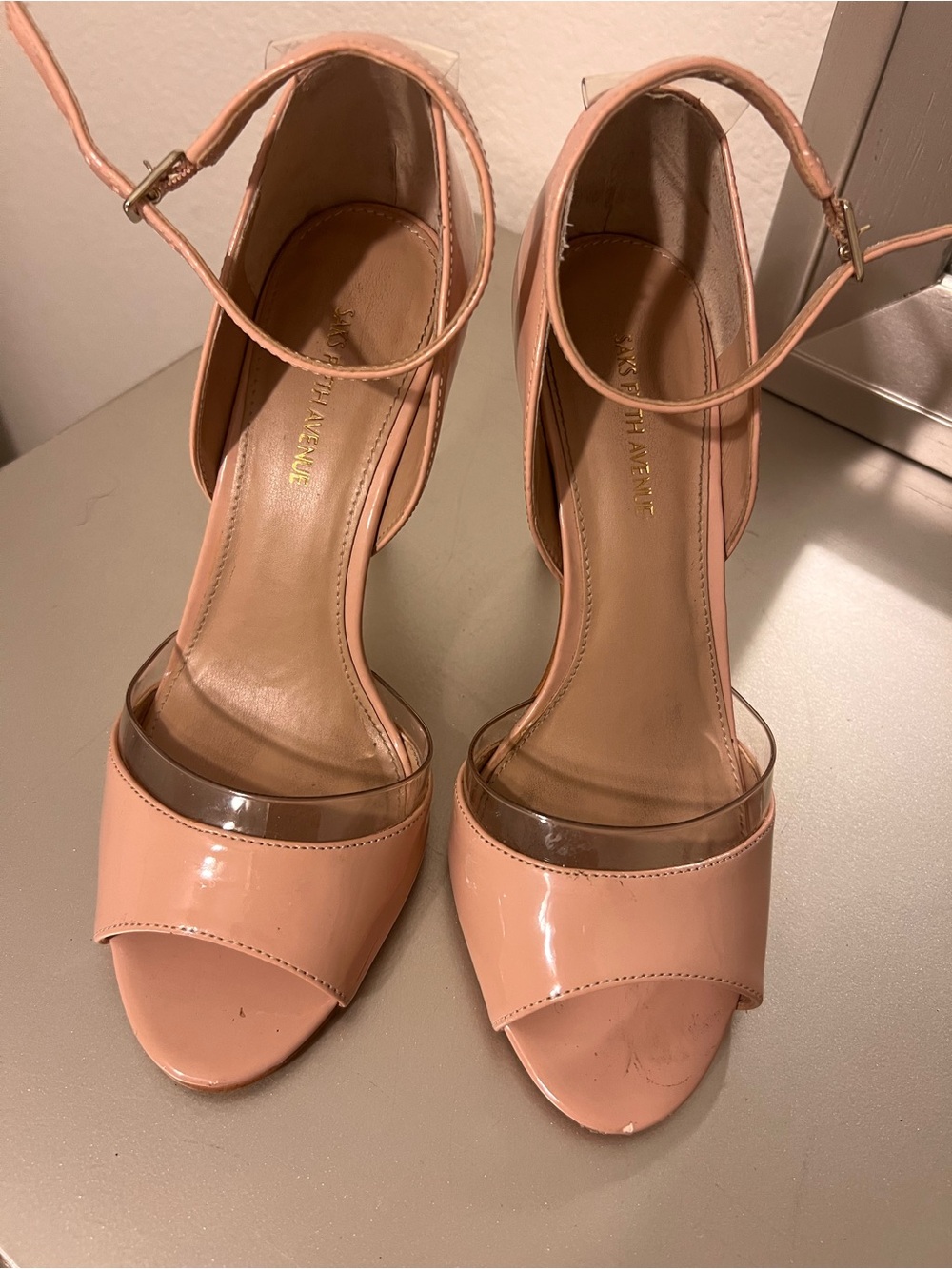 Asks Fifth Avenue Clear-Trim Ankle Strap Heels